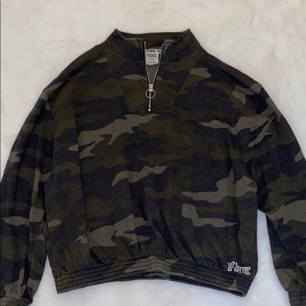PINK Boyfriend Camo Quarter Zip